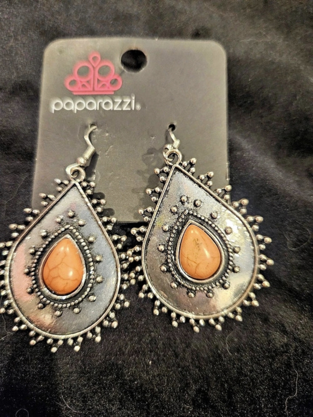 Paparazzi Teardrop Dangle Earrings in Silver & Brown NWT